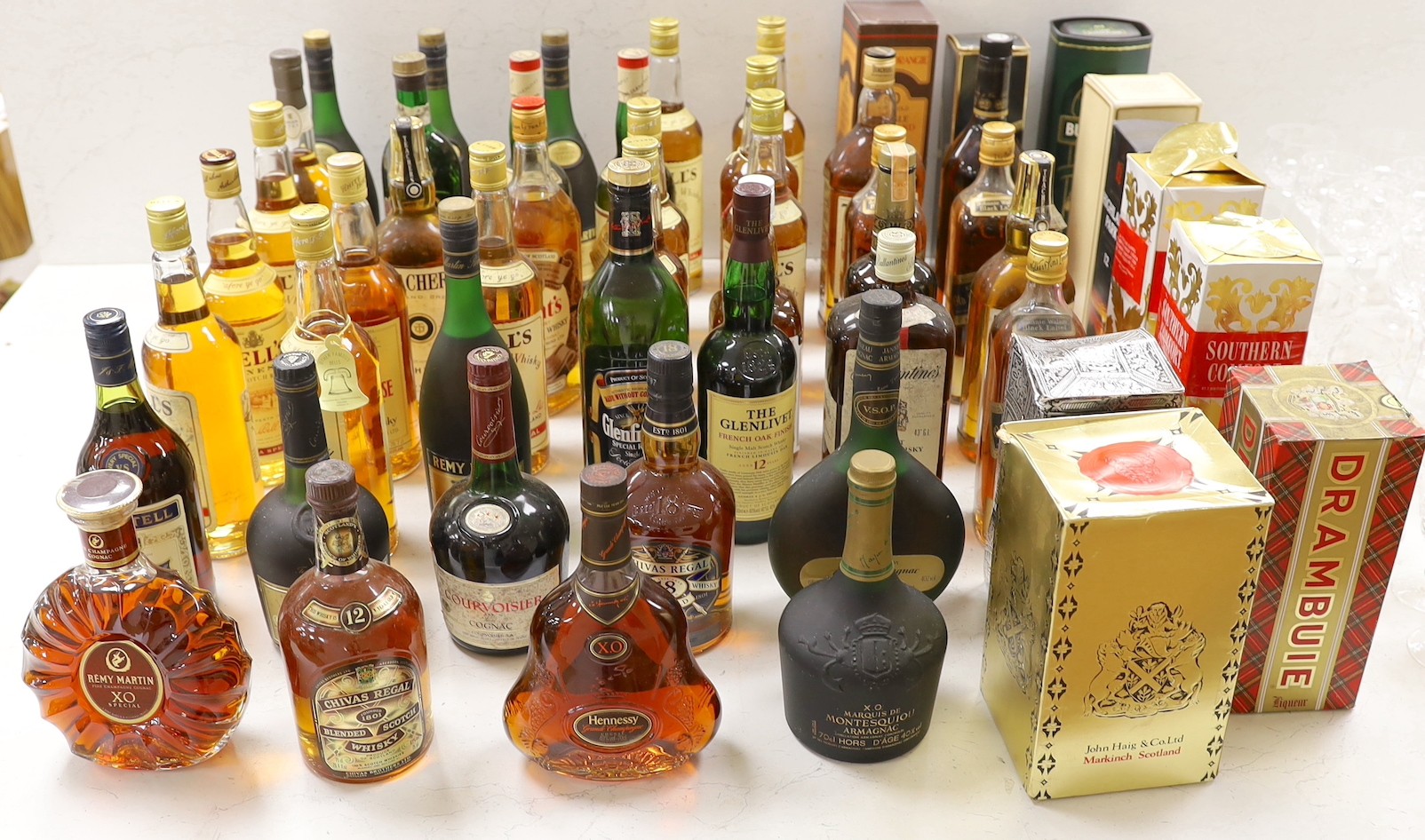 A large collection of spirits